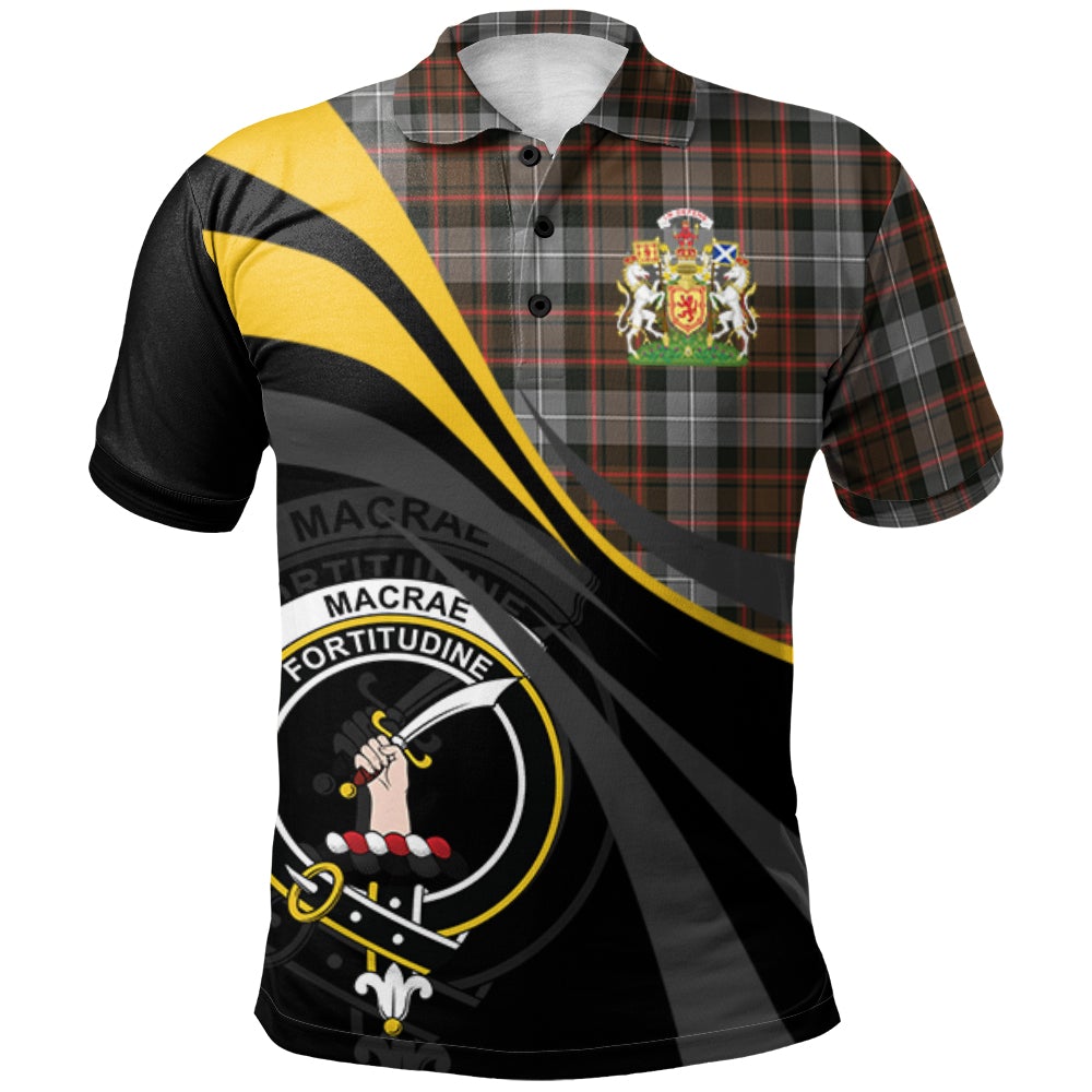 MacRae Hunting Weathered Tartan Polo Shirt - Royal Coat Of Arms Style