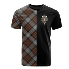 MacRae Hunting Weathered Tartan T-Shirt Half of Me - Cross Style