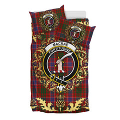 MacRae Sample Tartan Crest Bedding Set - Golden Thistle Style