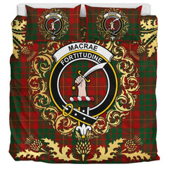 MacRea - McRae Tartan Crest Bedding Set - Golden Thistle Style