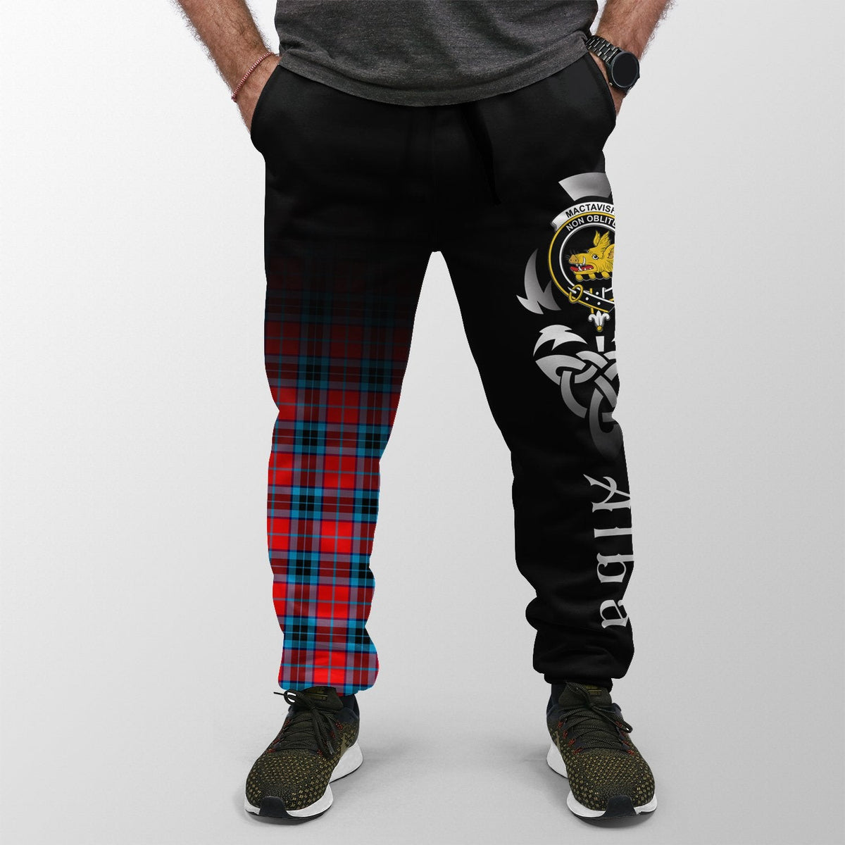 MacTavish Modern Tartan Crest Jogger Sweatpants - Alba Celtic Style