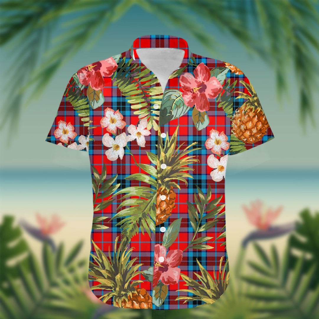 MacTavish Tartan Hawaiian Shirt Hibiscus, Coconut, Parrot, Pineapple - Tropical Garden Shirt