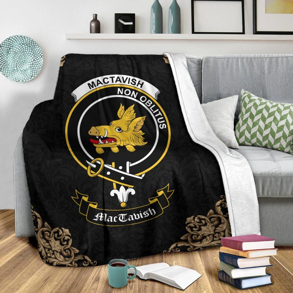 MacTavish Crest Tartan Premium Blanket Black