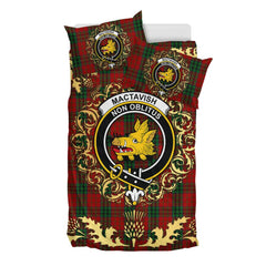 MacTavish 01 Tartan Crest Bedding Set - Golden Thistle Style