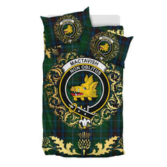 MacTavish Cash Tartan Crest Bedding Set - Golden Thistle Style