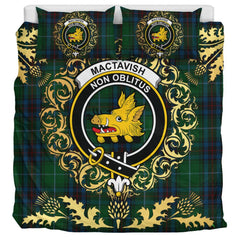 MacTavish Cash Tartan Crest Bedding Set - Golden Thistle Style