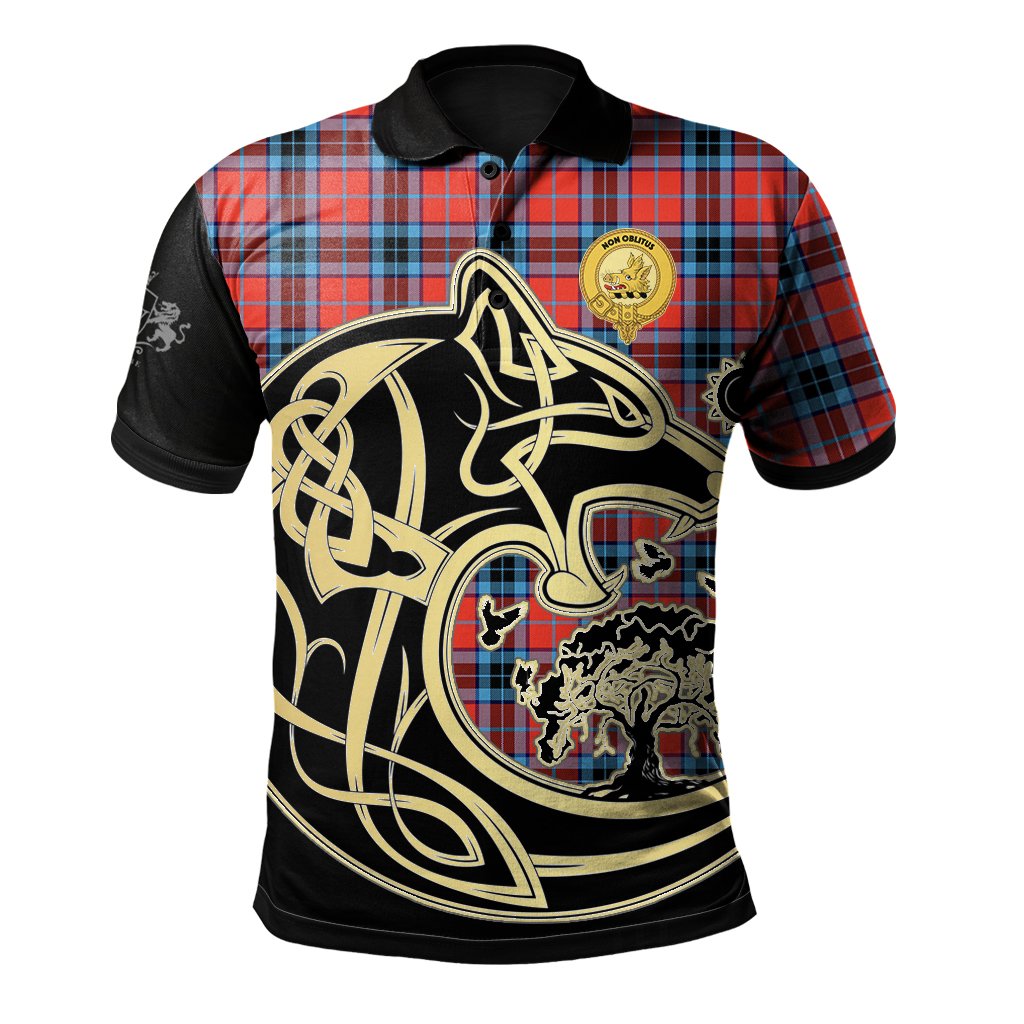 MacTavish Modern Tartan Polo Shirt Viking Wolf