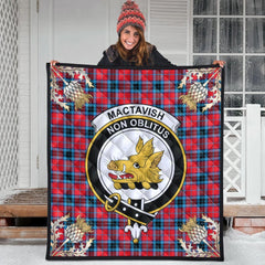 MacTavish Modern Tartan Crest Premium Quilt - Gold Thistle Style