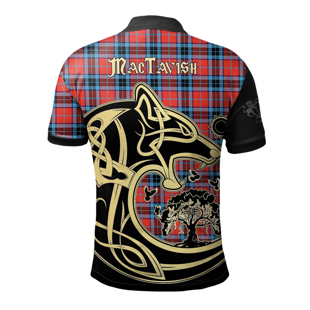 MacTavish Modern Tartan Polo Shirt Viking Wolf