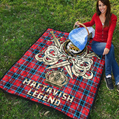 MacTavish Modern Tartan Crest Legend Gold Royal Premium Quilt