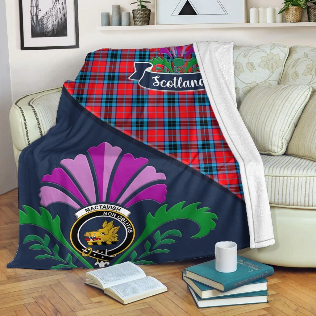 MacTavish Tartan Crest Premium Blanket - Thistle Style