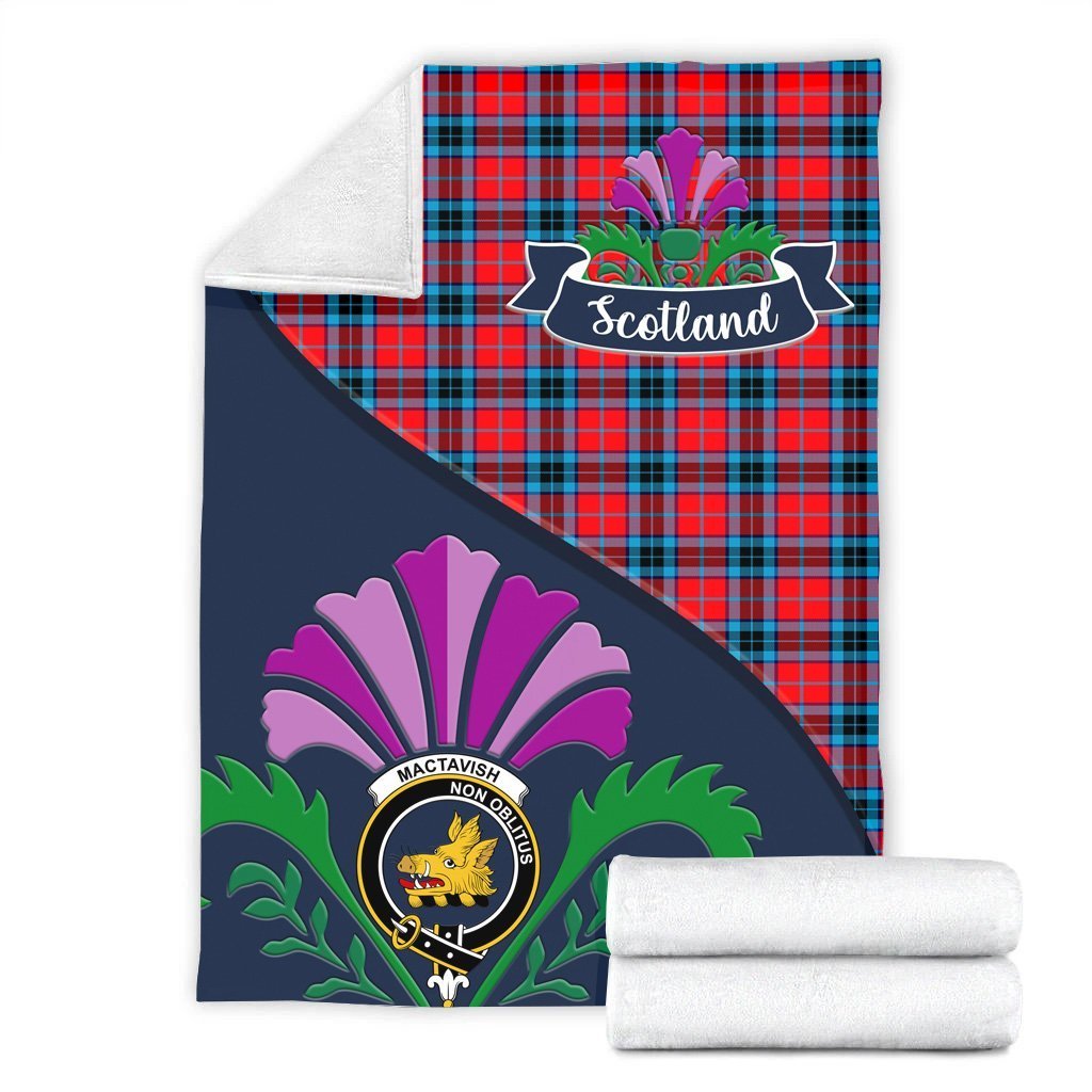 MacTavish Tartan Crest Premium Blanket - Thistle Style