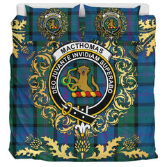 MacThomas Tartan Crest Bedding Set - Golden Thistle Style