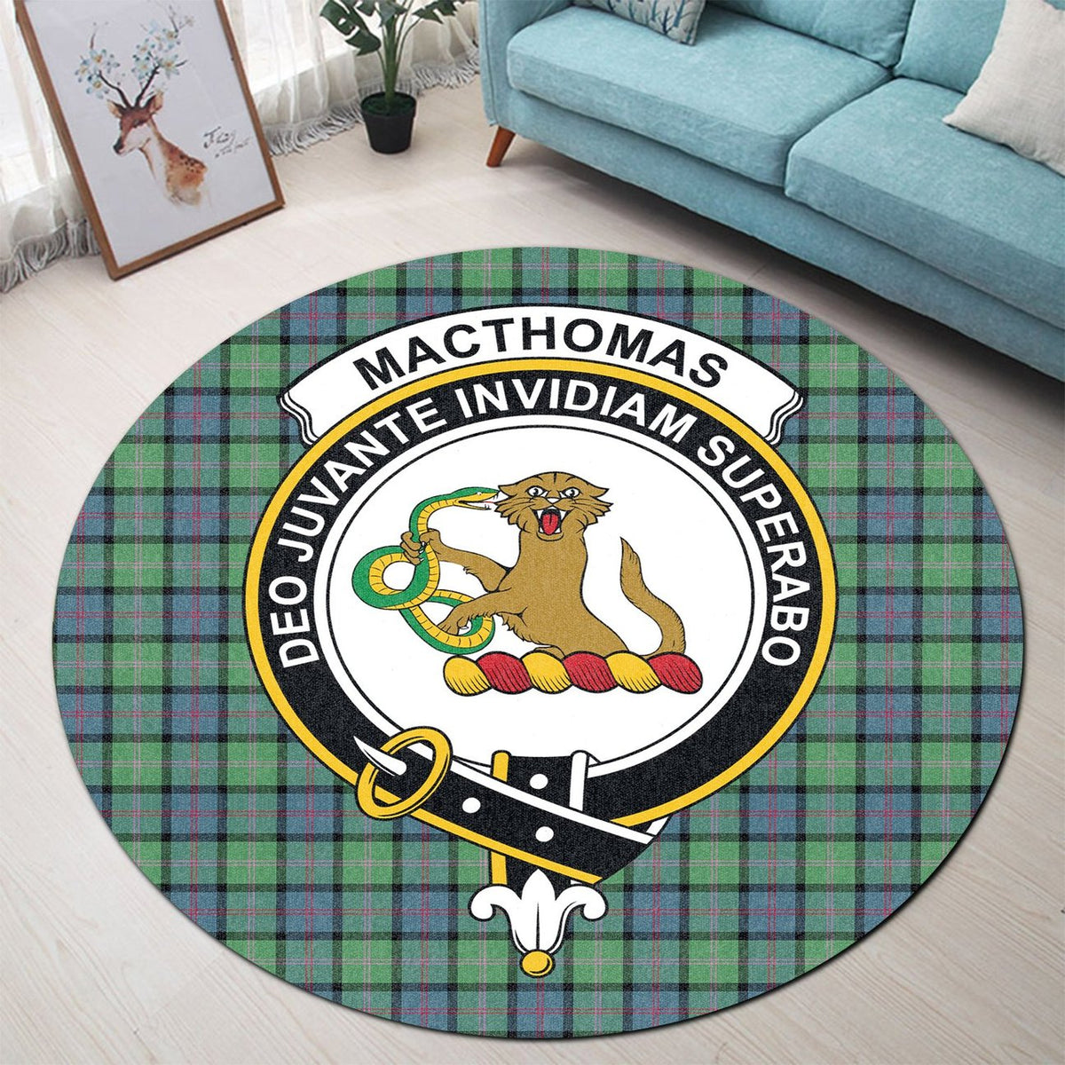 MacThomas Ancient Tartan Crest Round Rug