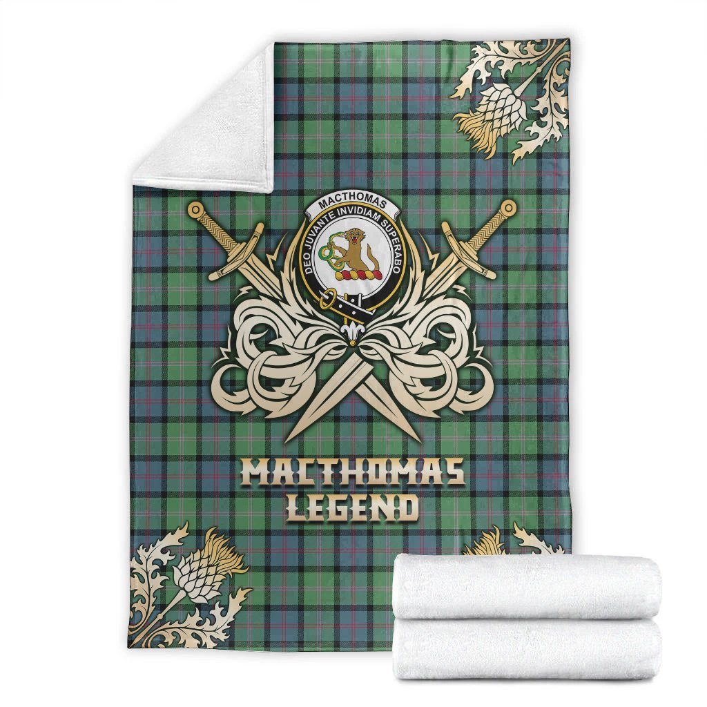 MacThomas Ancient Tartan Gold Courage Symbol Blanket