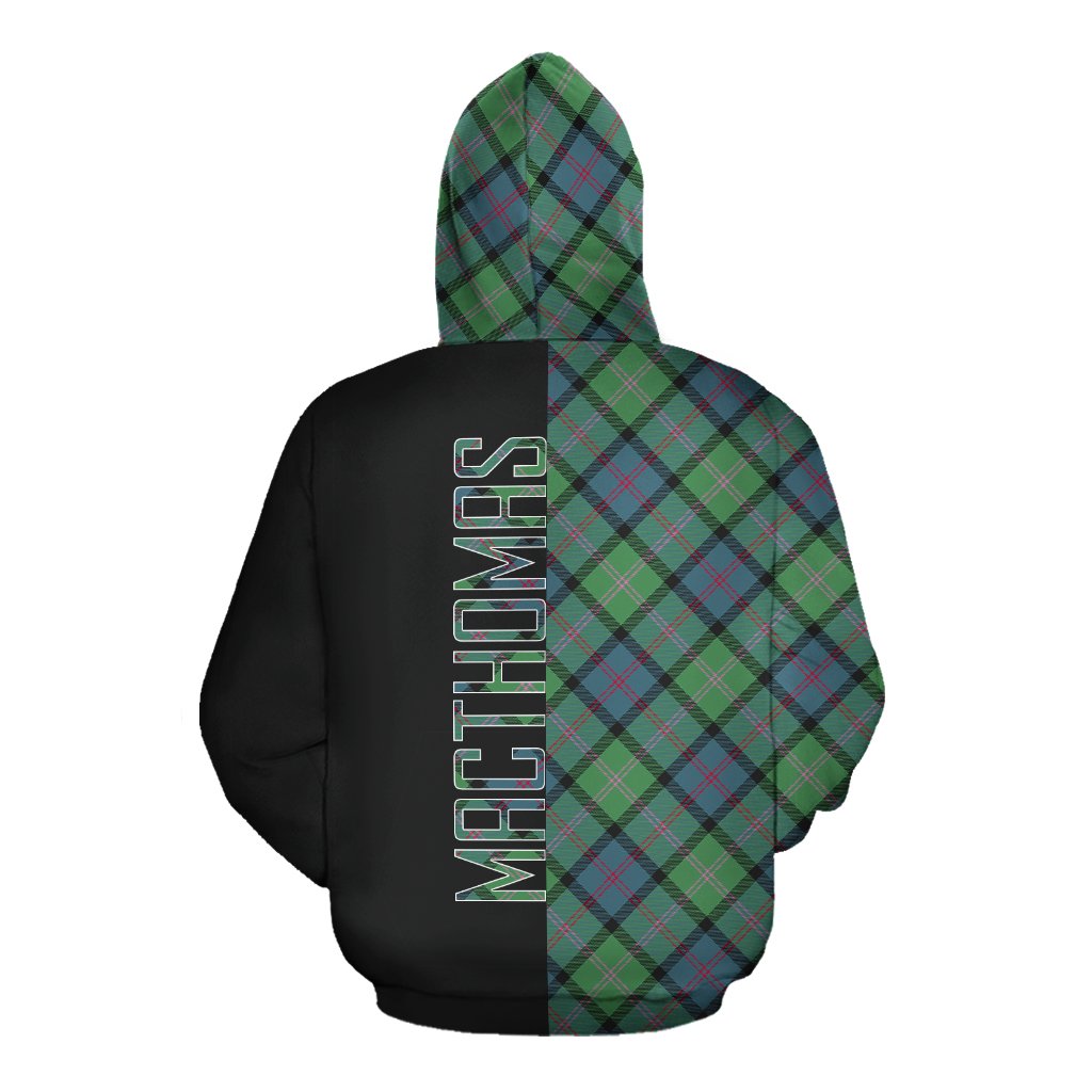 MacThomas Ancient Tartan Hoodie Half of Me - Cross Style