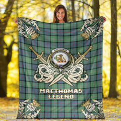 MacThomas Ancient Tartan Gold Courage Symbol Blanket