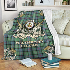 MacThomas Ancient Tartan Gold Courage Symbol Blanket