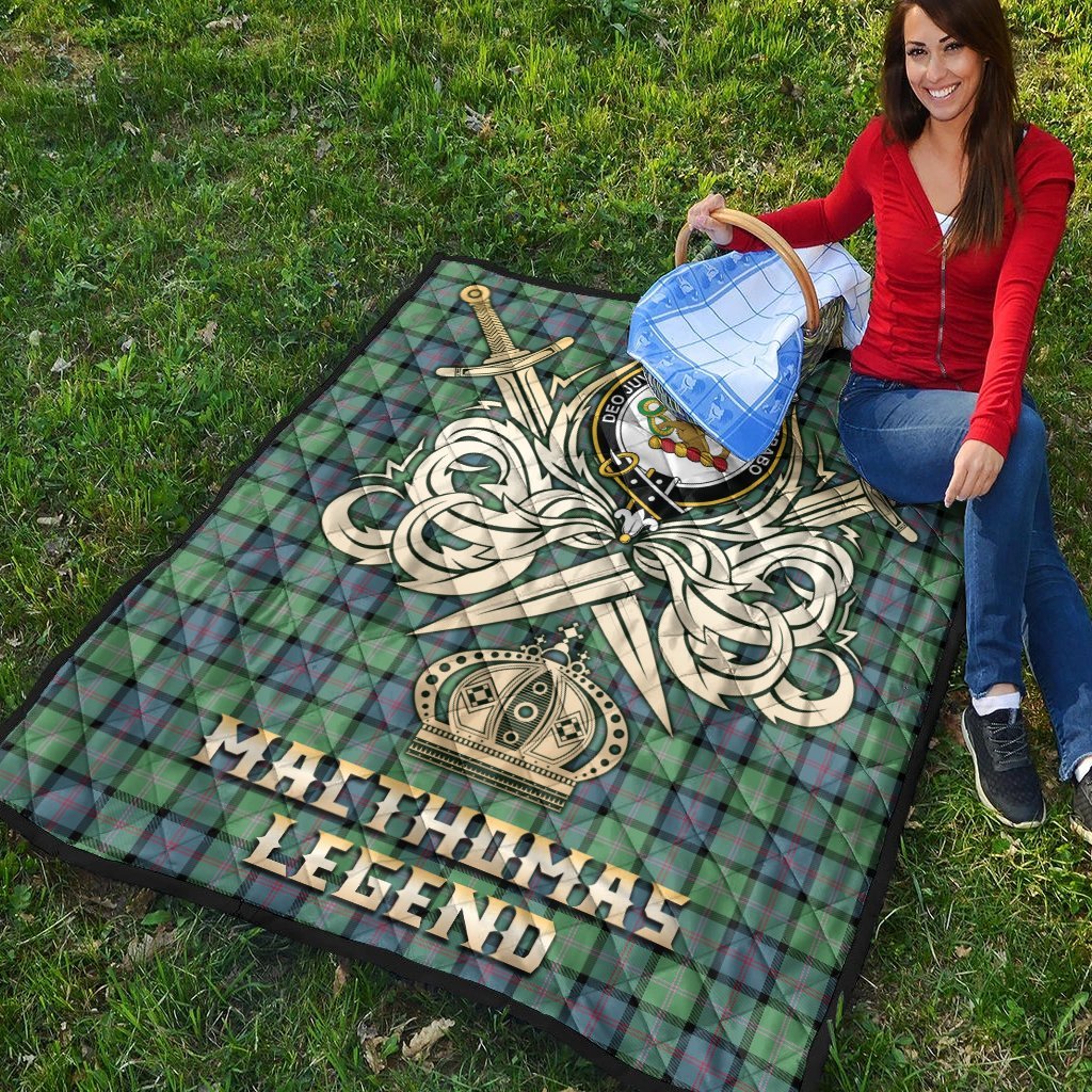 MacThomas Ancient Tartan Crest Legend Gold Royal Premium Quilt
