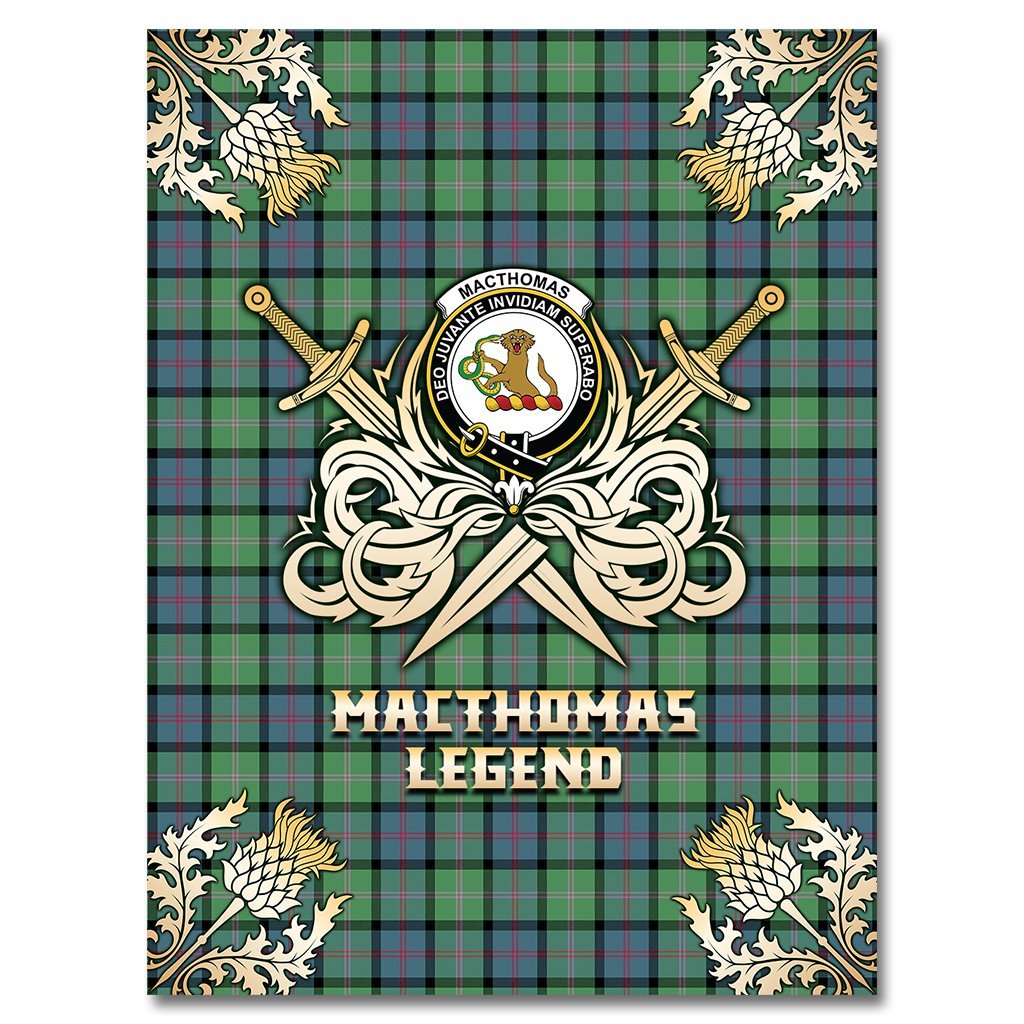 MacThomas Ancient Tartan Gold Courage Symbol Blanket