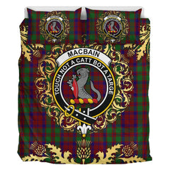 Macbain of Tomatin Tartan Crest Bedding Set - Golden Thistle Style