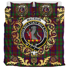 Macbain of Tomatin Tartan Crest Bedding Set - Golden Thistle Style