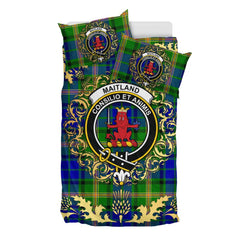 Maitland Tartan Crest Bedding Set - Golden Thistle Style