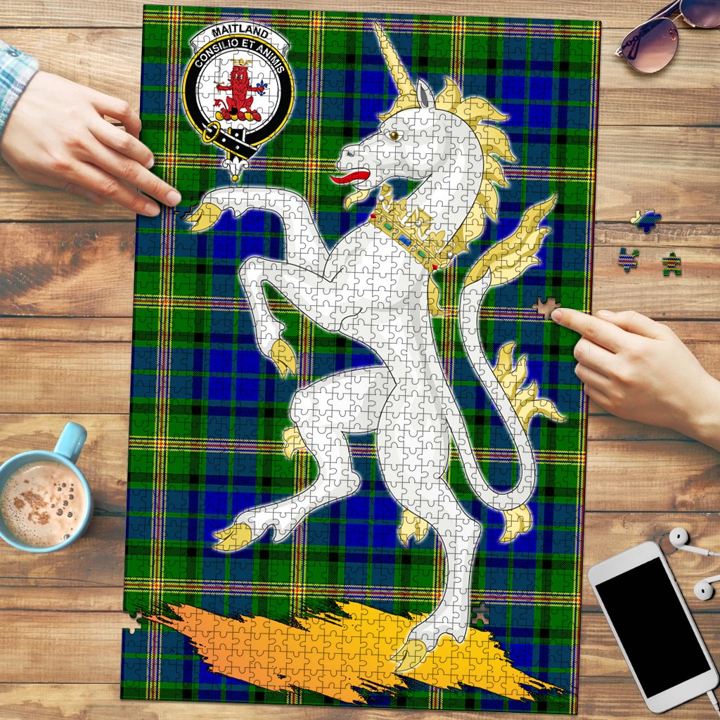 Maitland Clan Tartan Crest Unicorn Scotland Jigsaw Puzzles