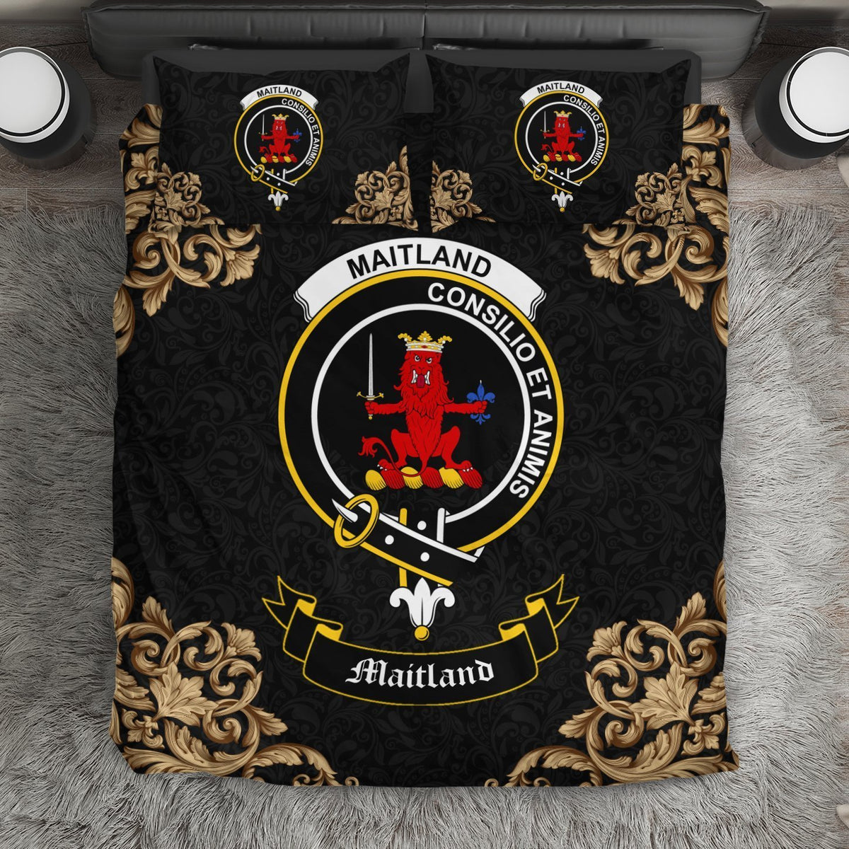 Maitland Crest Black Bedding Set