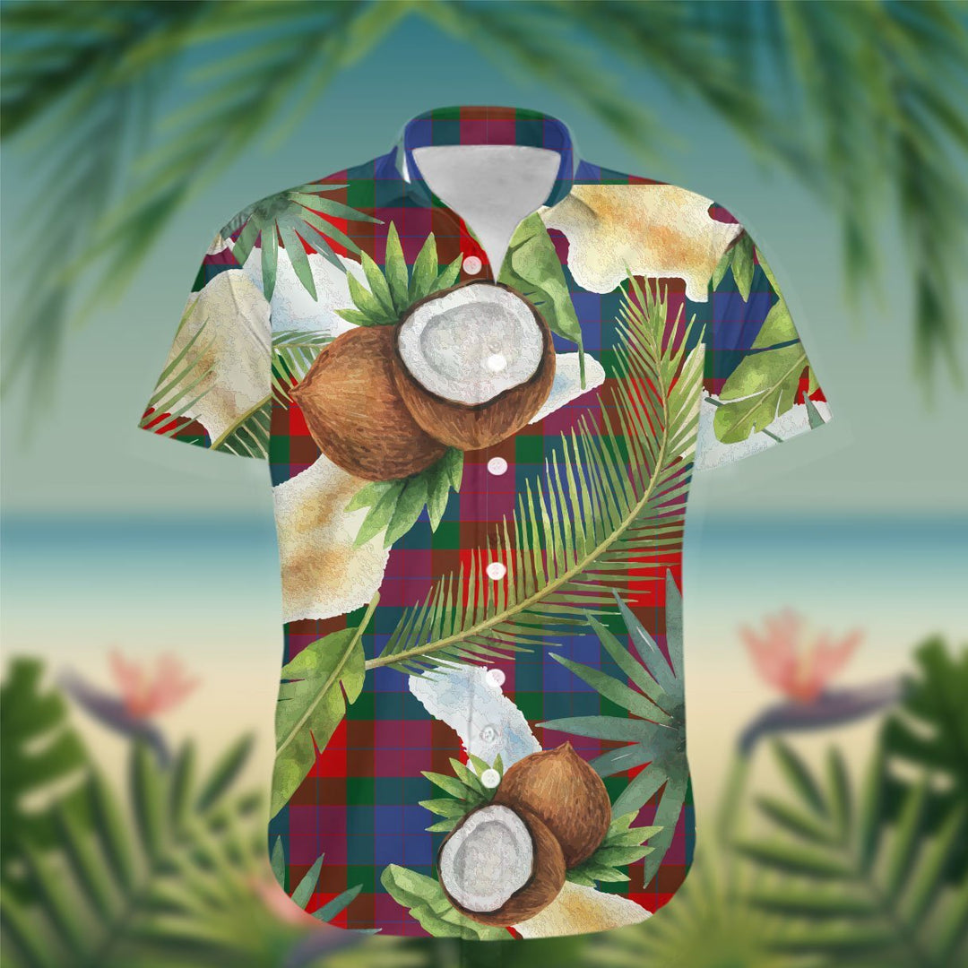 Mar Tartan Hawaiian Shirt Hibiscus, Coconut, Parrot, Pineapple - Tropical Garden Shirt