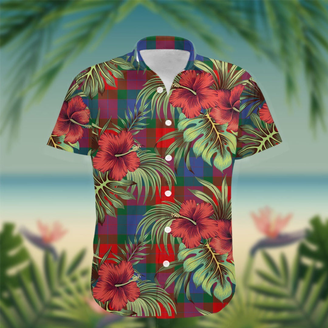 Mar Tartan Hawaiian Shirt Hibiscus, Coconut, Parrot, Pineapple - Tropical Garden Shirt