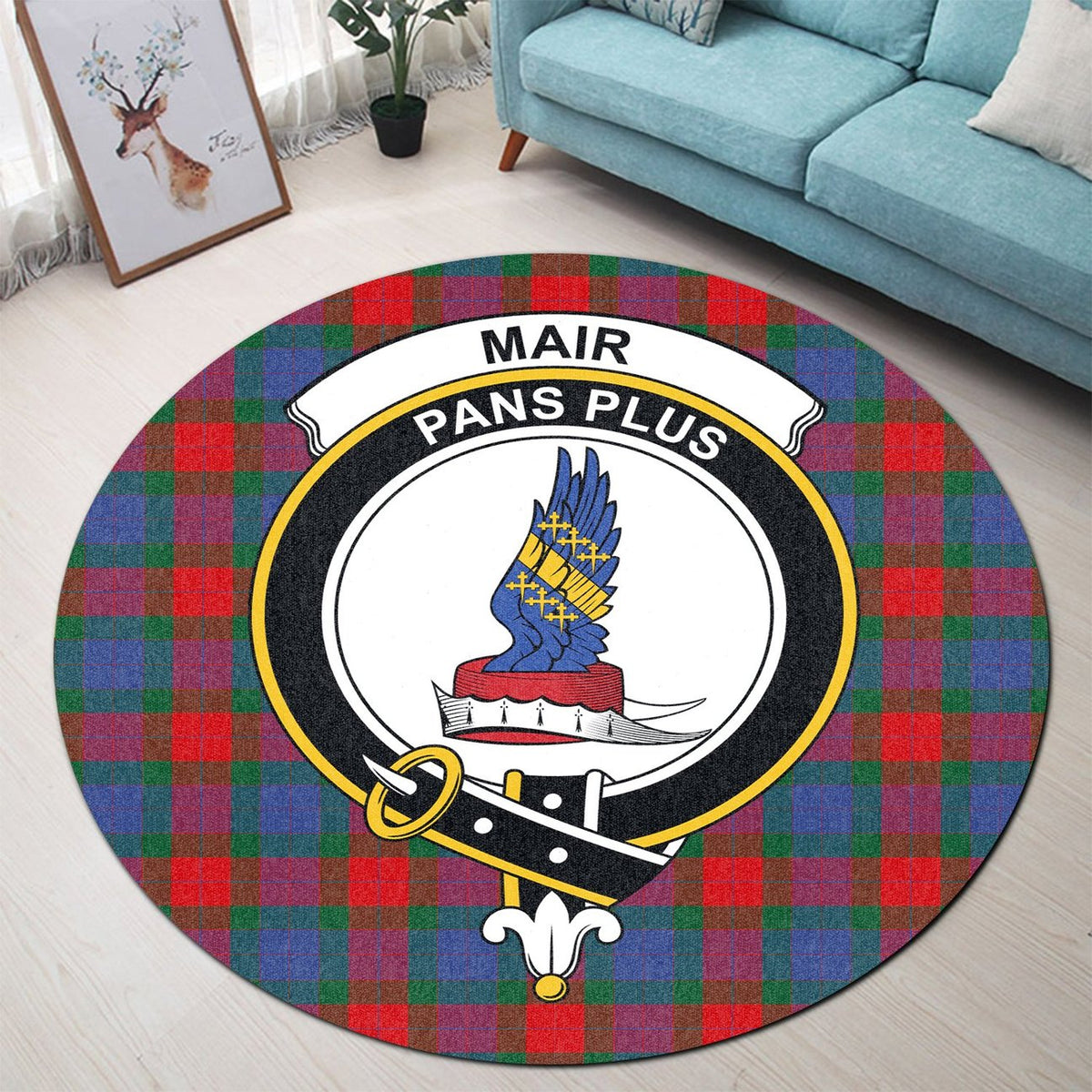 Mar Tartan Crest Round Rug