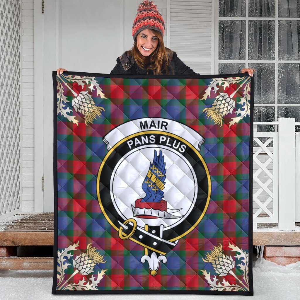 Mar Tartan Crest Premium Quilt - Gold Thistle Style