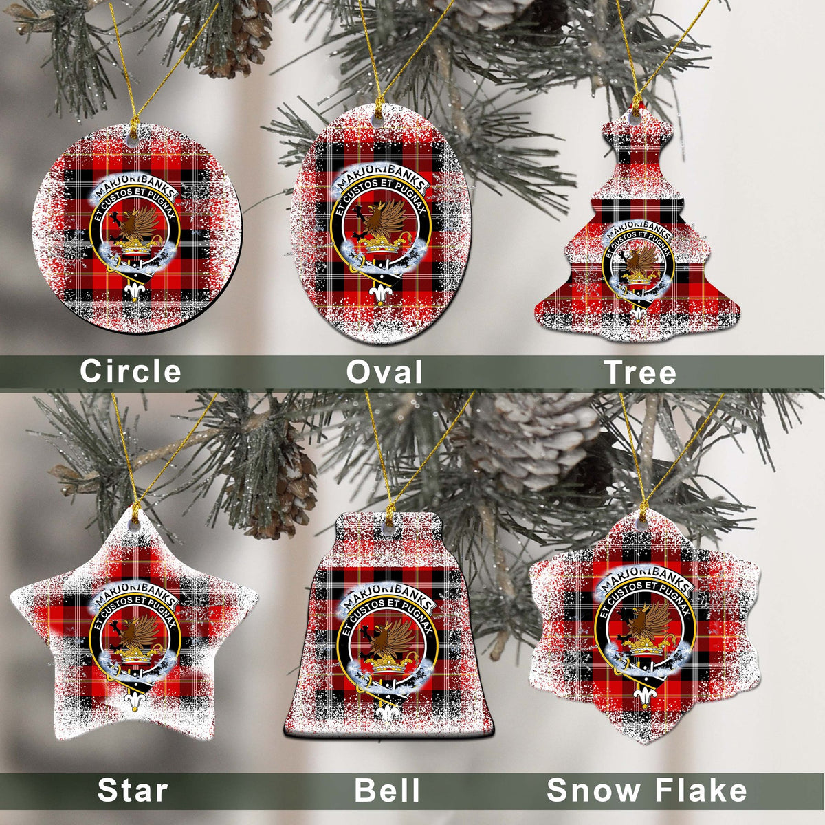 Marjoribanks Tartan Christmas Ceramic Ornament - Snow Style