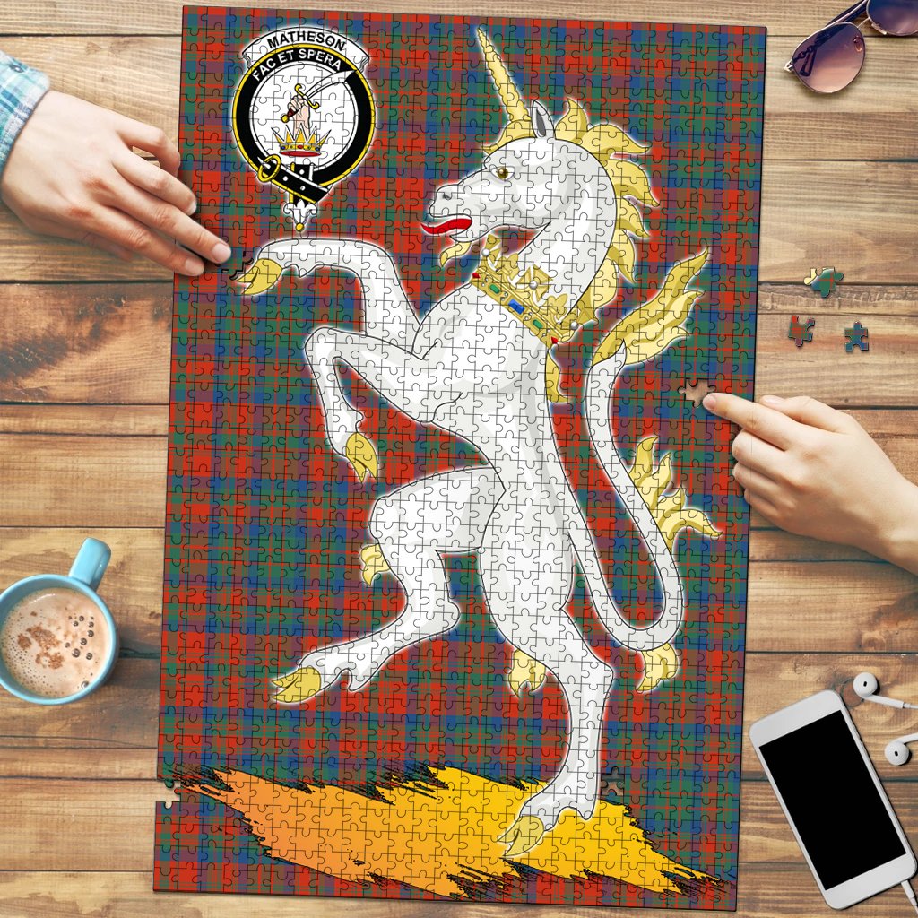 Matheson Ancient Tartan Crest Unicorn Scotland Jigsaw Puzzles