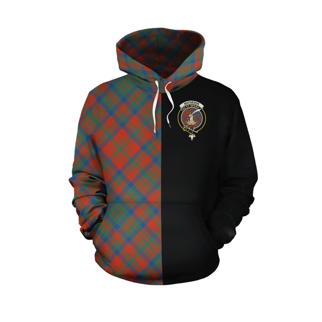 Matheson Ancient Tartan Hoodie Half of Me - Cross Style