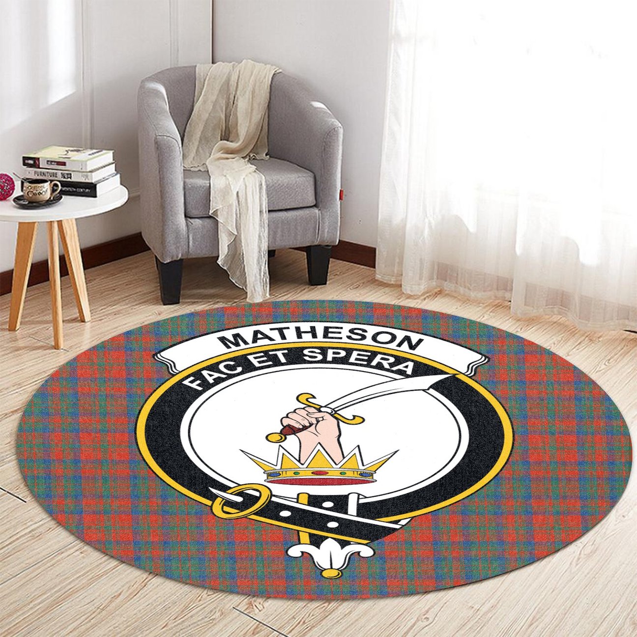 Matheson Ancient Tartan Crest Round Rug