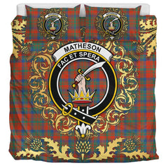 Matheson Ancient Tartan Crest Bedding Set - Golden Thistle Style