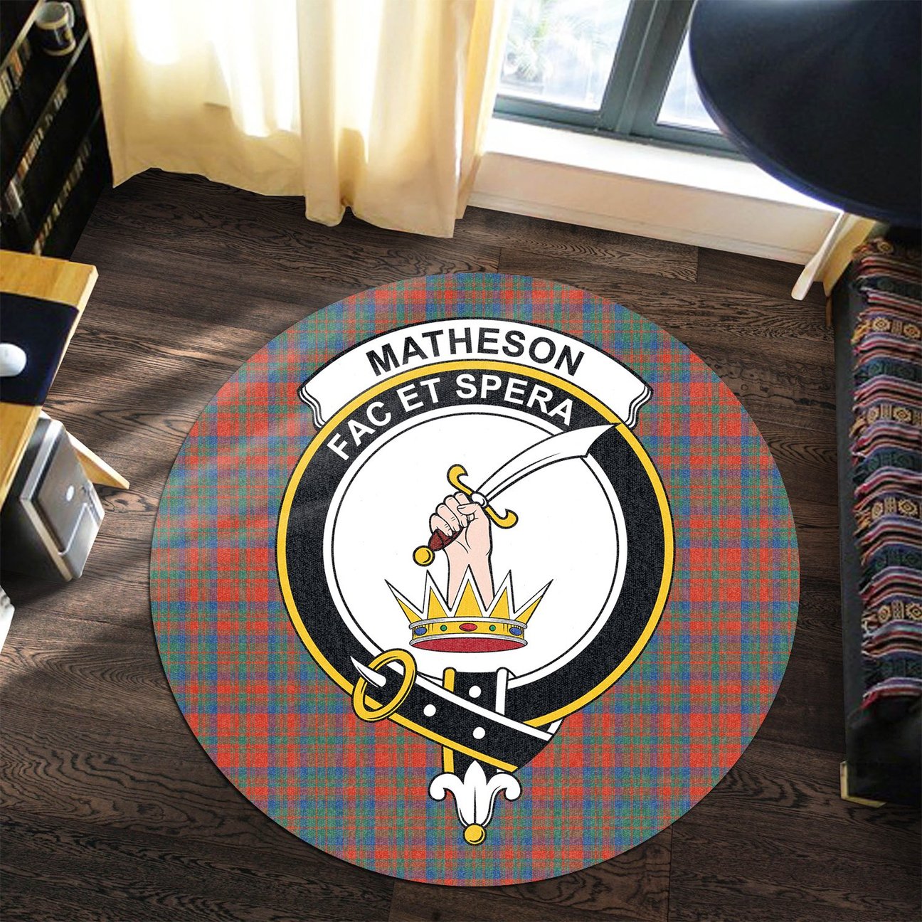 Matheson Ancient Tartan Crest Round Rug