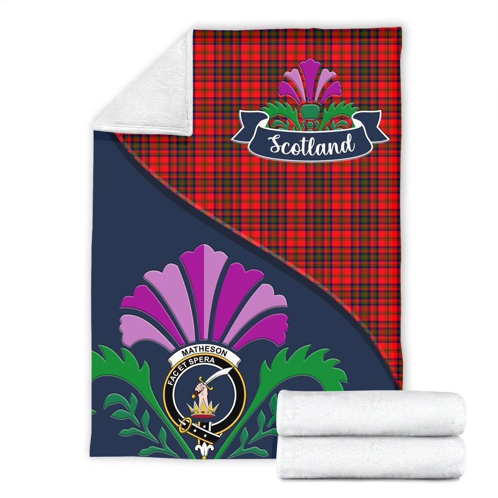 Matheson Tartan Crest Premium Blanket - Thistle Style