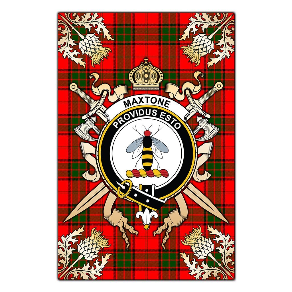 Maxtone Tartan Crest Black Garden Flag - Gold Thistle Style