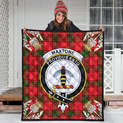 Maxtone Tartan Crest Premium Quilt - Gold Thistle Style