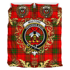 Maxtone Tartan Crest Bedding Set - Golden Thistle Style