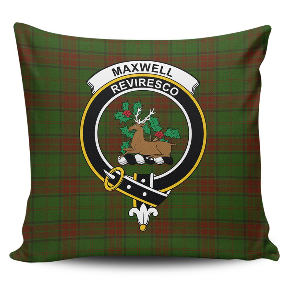 Scottish Maxwell Hunting Tartan Crest Pillow Cover - Tartan Cushion Cover