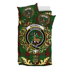 Maxwell Hunting Tartan Crest Bedding Set - Golden Thistle Style