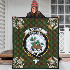 Maxwell Hunting Tartan Crest Premium Quilt - Gold Thistle Style