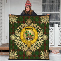 Maxwell Hunting Tartan Crest Premium Quilt - Gold Thistle Style