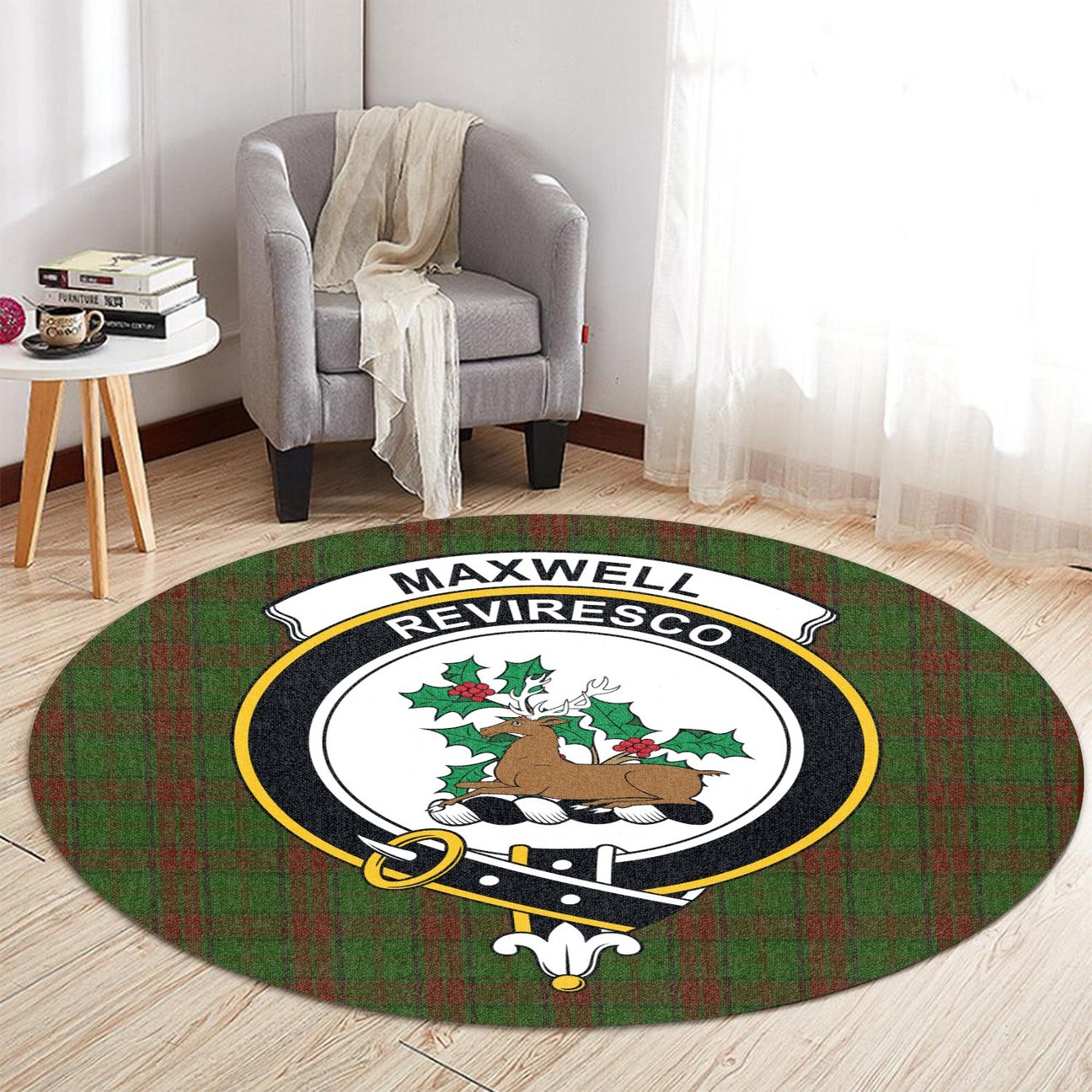 Maxwell Hunting Tartan Crest Round Rug