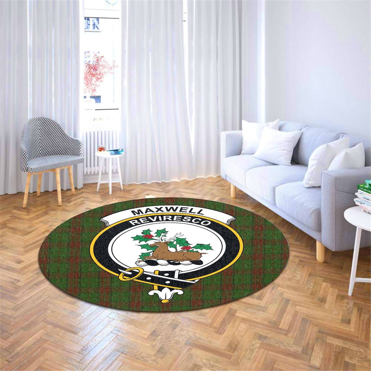 Maxwell Hunting Tartan Crest Round Rug