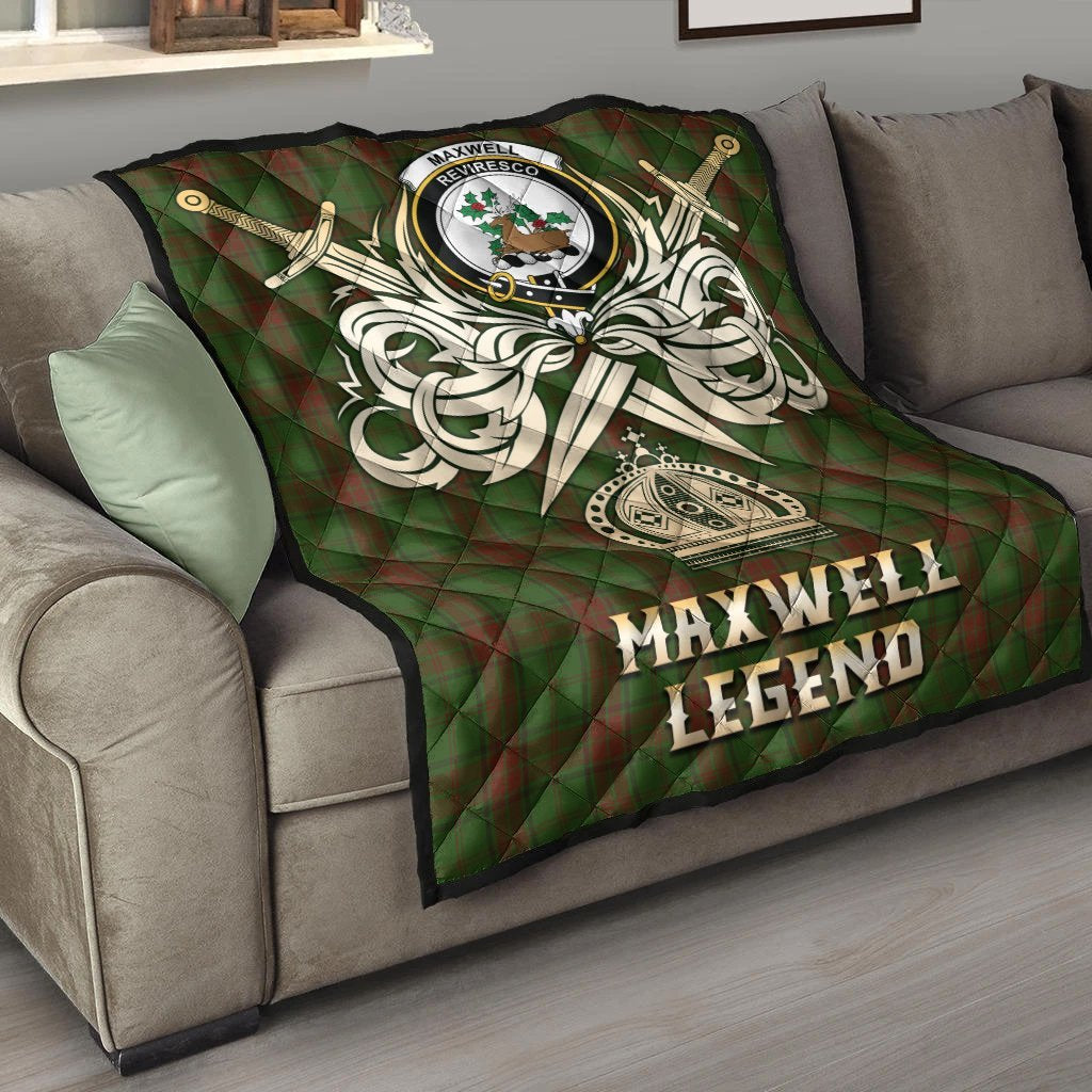 Maxwell Hunting Tartan Crest Legend Gold Royal Premium Quilt